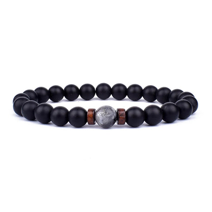 BAZARRR Pulseira de Pedra Vulcânica para Homens,  Lava e Madeira de 8mm, Pulseira Tibetana com Buda, Jóia para Homens e Mulheres