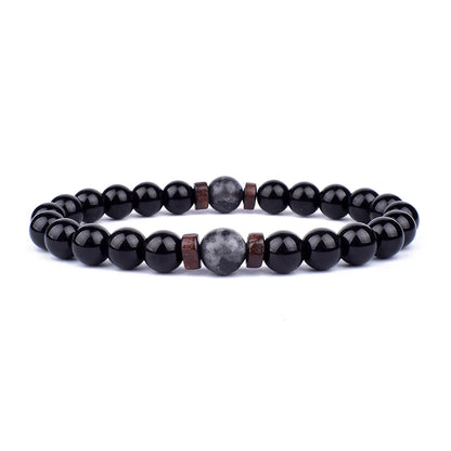 BAZARRR Pulseira de Pedra Vulcânica para Homens,  Lava e Madeira de 8mm, Pulseira Tibetana com Buda, Jóia para Homens e Mulheres